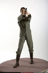 Woman Adult Athletic White Fighting with gun Standing poses Army
