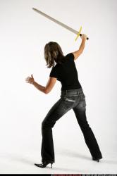 Woman Adult Average White Fighting with sword Standing poses Casual