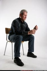 Man Old Average White Martial art Sitting poses Casual