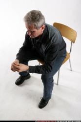 Man Old Average White Martial art Sitting poses Casual