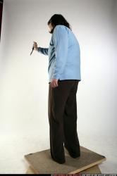 Woman Old Chubby White Fighting with knife Standing poses Casual