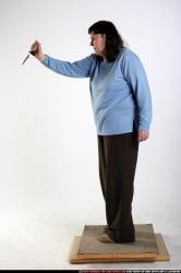 Woman Old Chubby White Fighting with knife Standing poses Casual