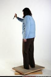 Woman Old Chubby White Fighting with knife Standing poses Casual