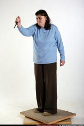 Woman Old Chubby White Fighting with knife Standing poses Casual