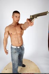 Man Adult Muscular White Martial art Sitting poses Pants
