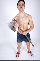 Man Adult Muscular White Martial art Sitting poses Underwear