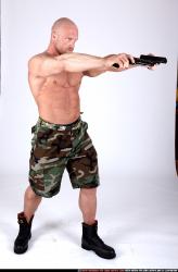 Man Adult Muscular White Fighting with gun Standing poses Army
