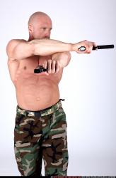 Man Adult Muscular White Fighting with gun Standing poses Army