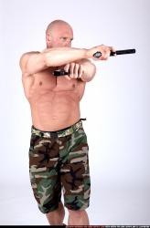 Man Adult Muscular White Fighting with gun Standing poses Army