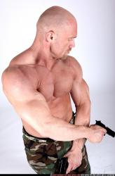 Man Adult Muscular White Fighting with gun Standing poses Army