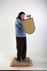 Woman Old Chubby White Fighting with sword Standing poses Casual