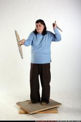 Woman Old Chubby White Fighting with sword Standing poses Casual