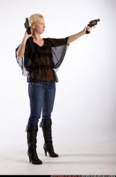 Woman Young Athletic White Fighting with gun Standing poses Casual