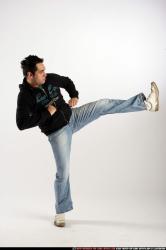 Man Adult Chubby Black Kick fight Standing poses Sportswear
