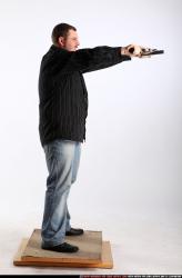 Man Adult Chubby White Fighting with gun Standing poses Casual