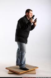 Man Adult Chubby White Fighting with gun Standing poses Casual