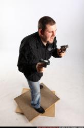 Man Adult Chubby White Fighting with gun Standing poses Casual