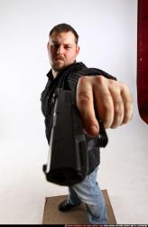 Man Adult Chubby White Fighting with gun Standing poses Casual