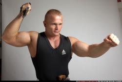 Man Adult Muscular White Fighting with knife Standing poses Army