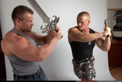 Adult Muscular White Fighting with sword Standing poses Casual Men