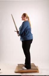 Woman Adult Chubby White Fighting with sword Standing poses Casual