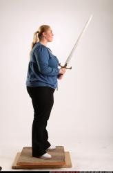 Woman Adult Chubby White Fighting with sword Standing poses Casual