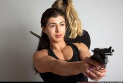 Adult Muscular White Fighting with gun Standing poses Casual Women