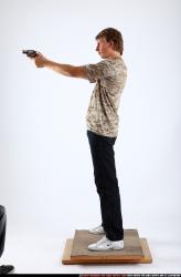 Man Young Athletic White Fighting with gun Standing poses Sportswear