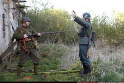 Adult Average White Fighting with rifle Standing poses Army Men