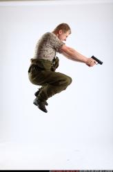 Man Adult Average White Fighting with gun Moving poses Army