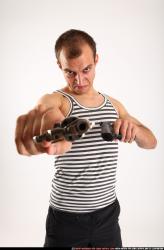 Man Adult Athletic White Fighting with gun Standing poses Casual