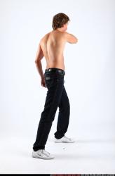 Man Young Athletic White Fighting with knife Standing poses Pants