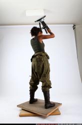 Woman Young Athletic Black Throwing Standing poses Army