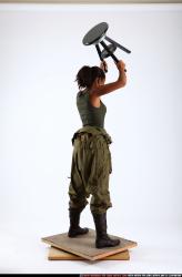 Woman Young Athletic Black Throwing Standing poses Army