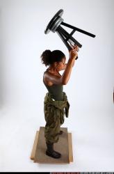 Woman Young Athletic Black Throwing Standing poses Army