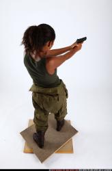 Woman Young Athletic Black Fighting with gun Standing poses Army