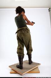 Woman Young Athletic Black Fighting with gun Standing poses Army