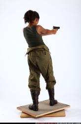 Woman Young Athletic Black Fighting with gun Standing poses Army