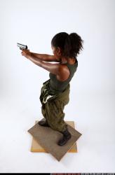 Woman Young Athletic Black Fighting with gun Standing poses Army