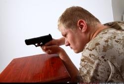 Man Adult Average White Fighting with gun Kneeling poses Army