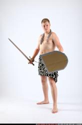 Man Adult Average White Fighting with sword Standing poses Underwear