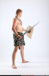 Man Adult Average White Fighting with sword Standing poses Underwear