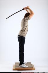 Man Young Athletic White Fighting with sword Standing poses Casual