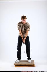 Man Young Athletic White Fighting with sword Standing poses Casual