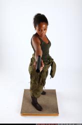 Woman Young Athletic Black Fighting with gun Standing poses Army