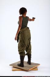 Woman Young Athletic Black Fighting with gun Standing poses Army