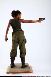 Woman Young Athletic Black Fighting with gun Standing poses Army