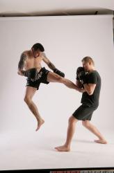 Adult Athletic White Kick fight Moving poses Sportswear Men