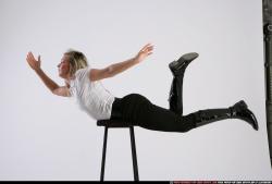 Woman Adult Athletic White Flying Moving poses Casual