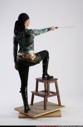 Woman Adult Athletic White Fighting with sword Standing poses Army
